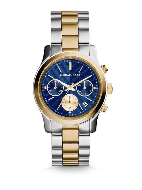 michael kors two tone chronograph watch silver gold|Michael Kors runway chronograph.